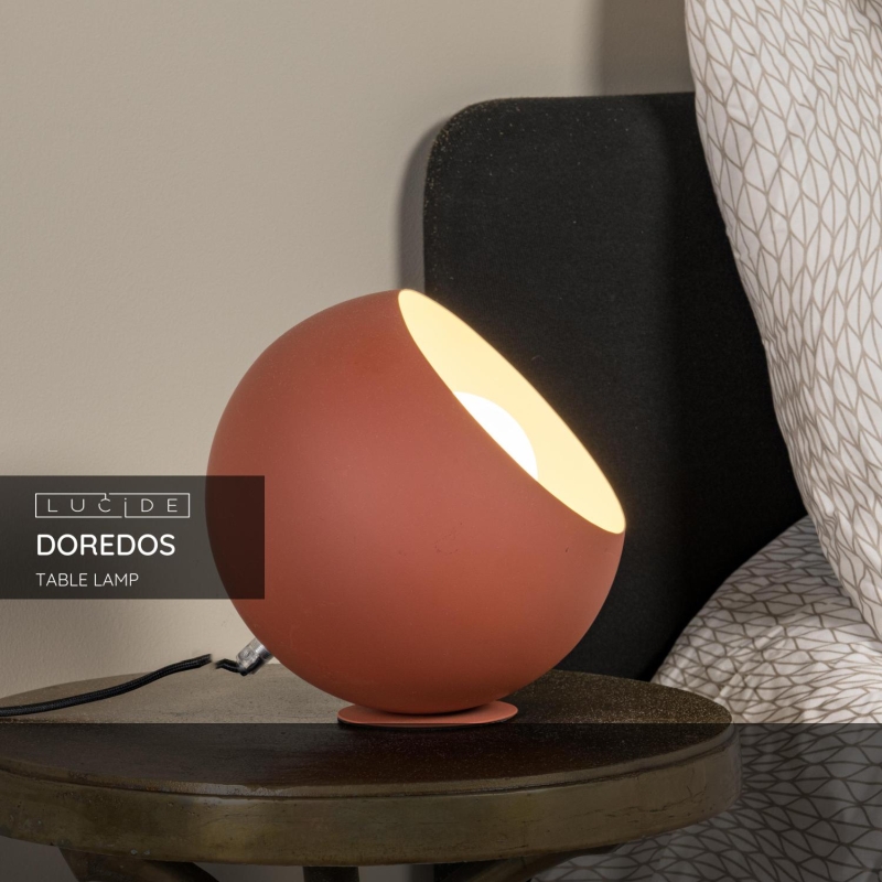 Lucide DOREDOS - Stolná lampa - Ø 20 cm - 1xE27 - Terakota